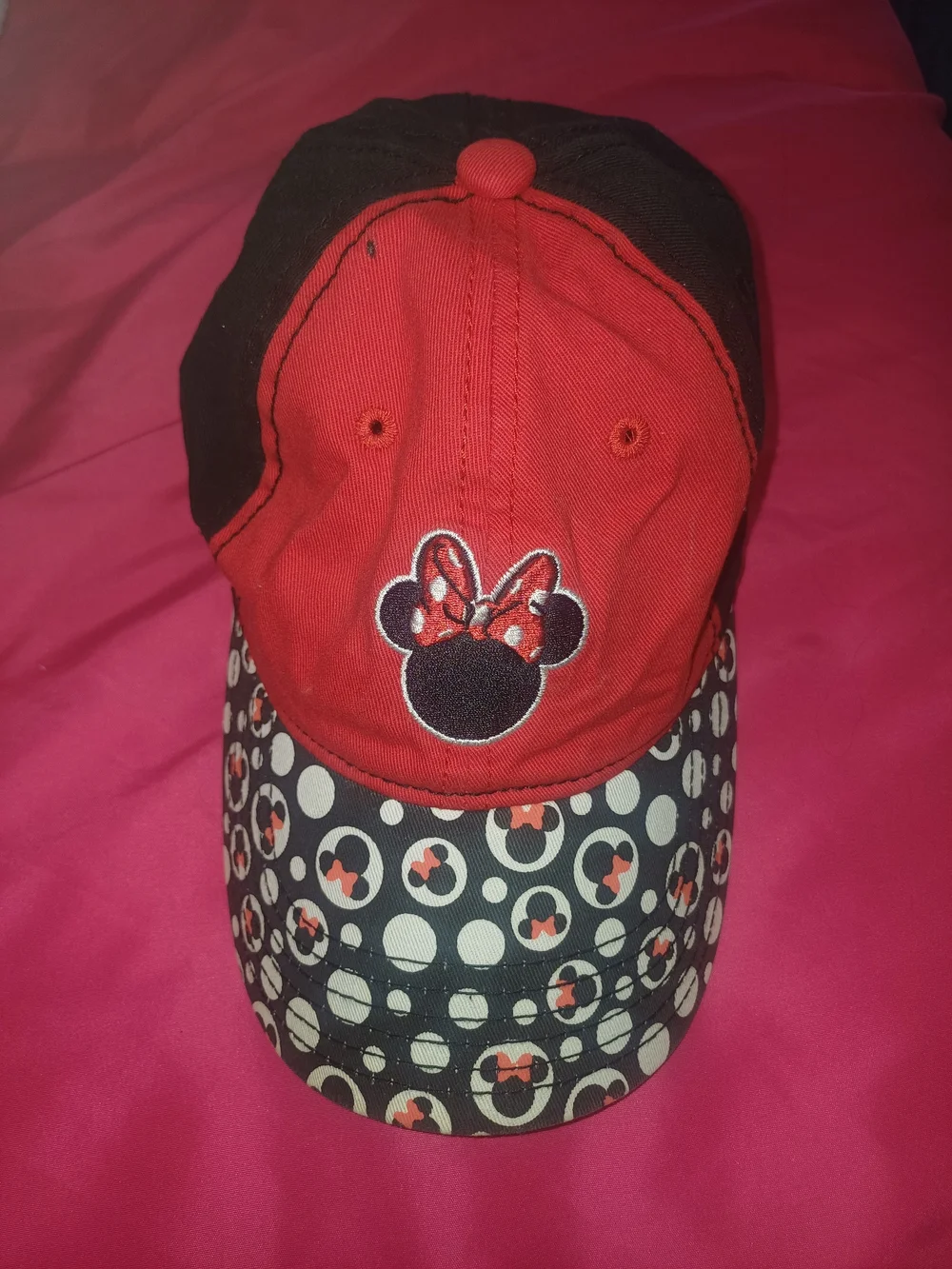 Disney Black and Red Minnie Mouse Embroidered Baseball Cap